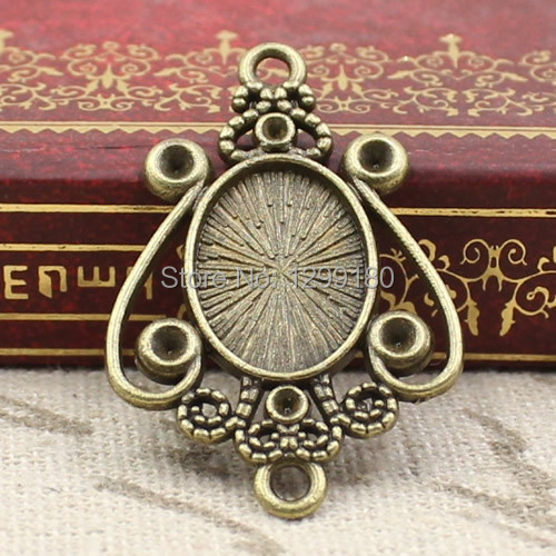 Bezels Set Pendant - Bronze 50ピース/ロット合金カメオ/ガラス/カボションフレームベゼル設定、diyアクセサリーペンダントチャーム33x21.5mm (10x14mmに適合) k02340
