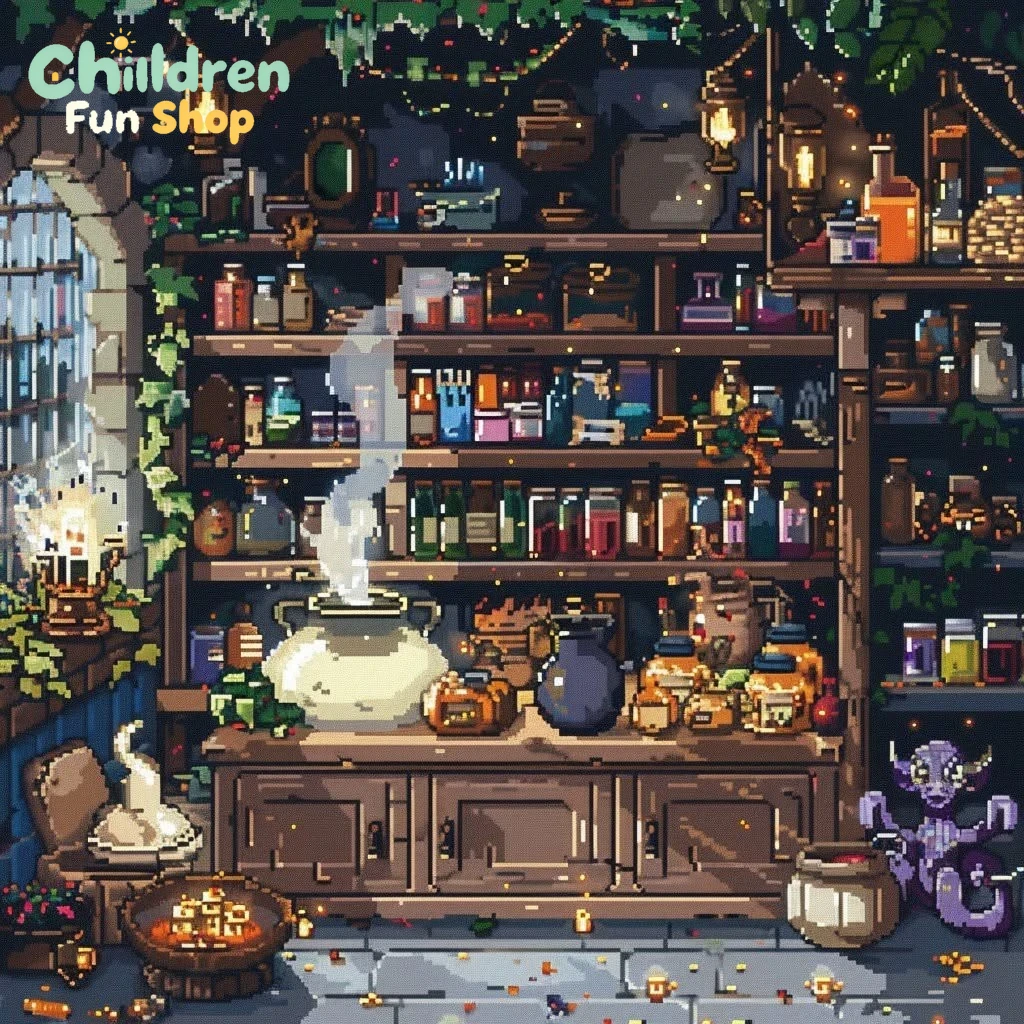 Resin Craft Workshop - DIYダイヤモンドペイント、ピクセルアート風の魔女ポーションワークショップ、ファンタジーアート、自宅の壁の装飾に最適な趣味の工芸品、アート愛好家への理想的な贈り物。