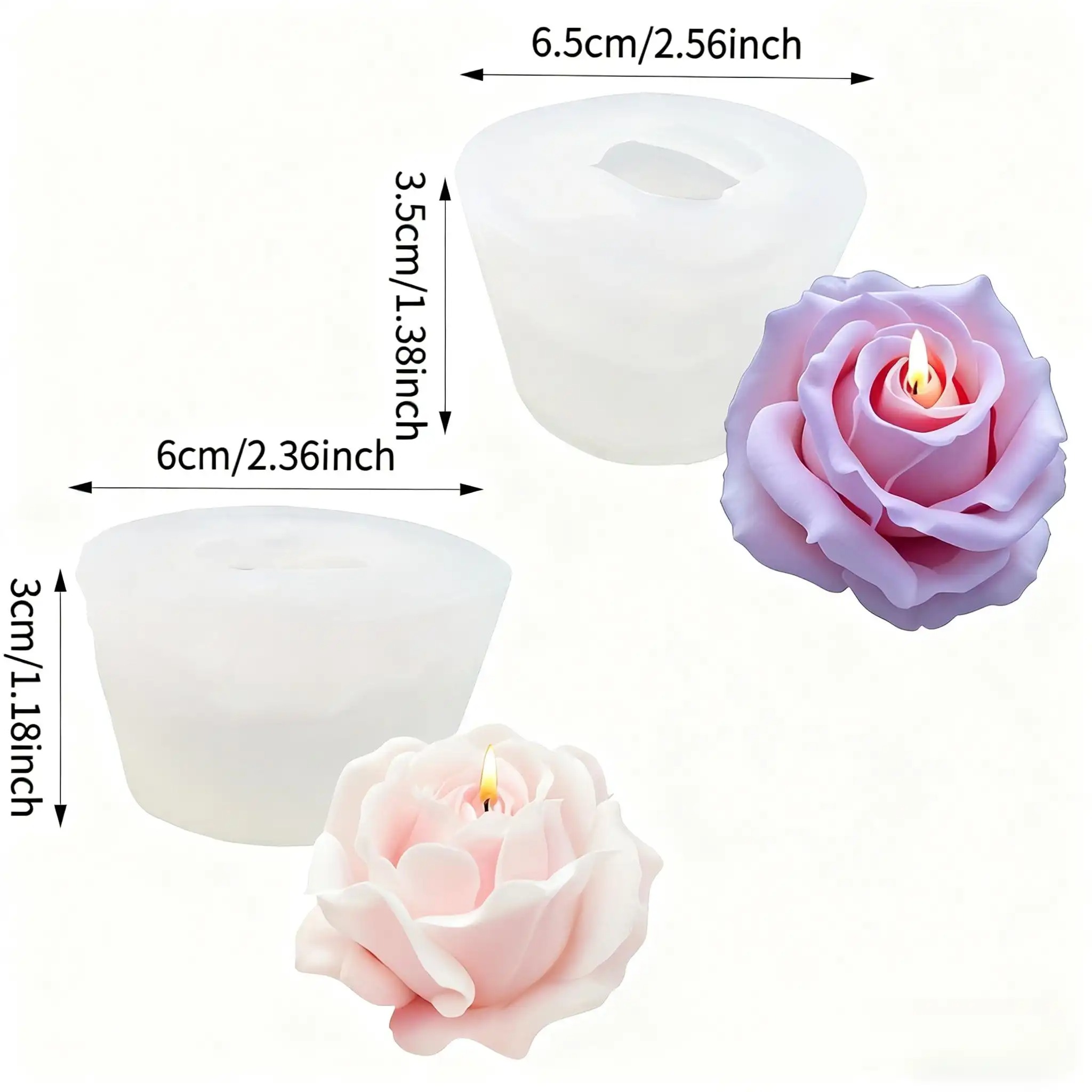2個のロマンチックな3Dローズシリコンキャンドル型 - 再利 - Resin Craft Ideas のレビューと価格