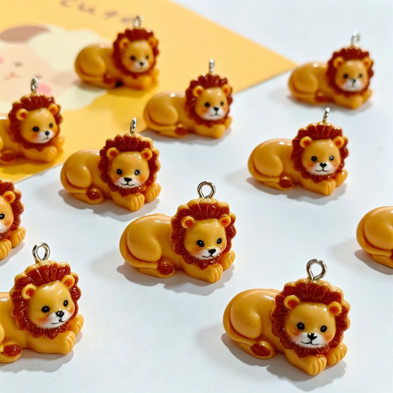 6個入り、樹脂製の可愛らしいライオンのペンダント。漫画風の動 - Resin Crafts Diy のレビューと価格